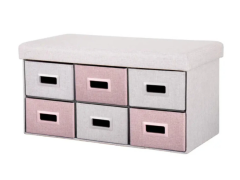 הדום משולב מגירות אחסון דגם KIDS - אפור בשילוב ורוד