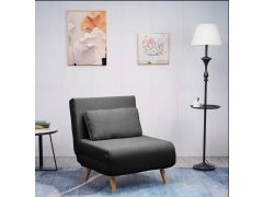 כורסא נפתחת למיטה מרופדת בד קורדרוי דגם ספורט בגוון אפור