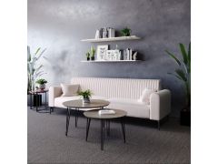 ספה מבד קטיפה אורך 270 ס"מ דגם אייפל גוון שמנת