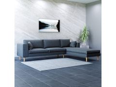 סלון פינתי מפואר דגם לאונרדו גוון אפור שזלונג צד ימין