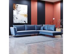 סלון פינתי מפואר דגם סלסטה שזלונג צד שמאל גוון כחול