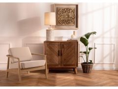 שידה עץ אורן ממוחזר בגוון טבעי 90 ס"מ דגם פישר